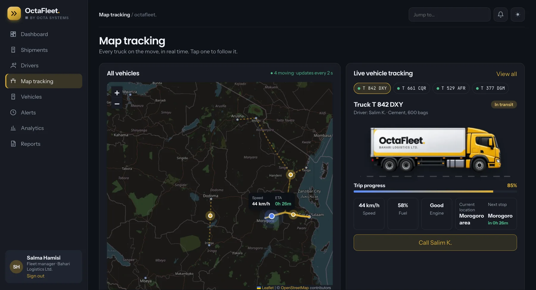 OctaFleet live map